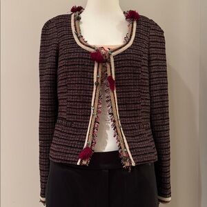 MAISON SCOTCH LUXURY METALLIC CROPPED JACKET EMBELLISHED W/CHARMS/TURQUOISE SZ 1